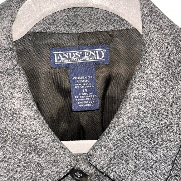 Land’s End Gray Wool Blend Lined Women's Blazer Jacket size 14 - Picture 2 of 5